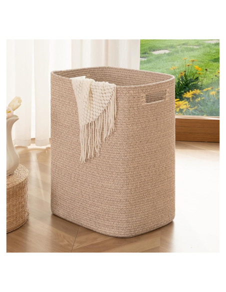 Cesta de Ropa Grande OIAHOMY Algodón 76L Marrón Rectangular Cesta de Ropa Grande OIAHOMY Algodón 76L Marrón Rectangular