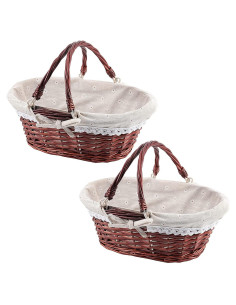 Cesta de Picnic de Mimbre ZEONHEI 2PCS 33x23x12 cm Marrón