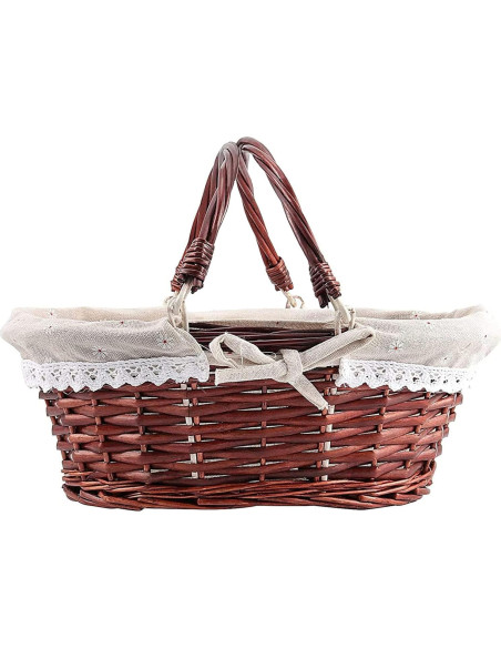 Cesta de Picnic de Mimbre ZEONHEI 2PCS 33x23x12 cm Marrón Cesta de Picnic de Mimbre ZEONHEI 2PCS 33x23x12 cm Marrón