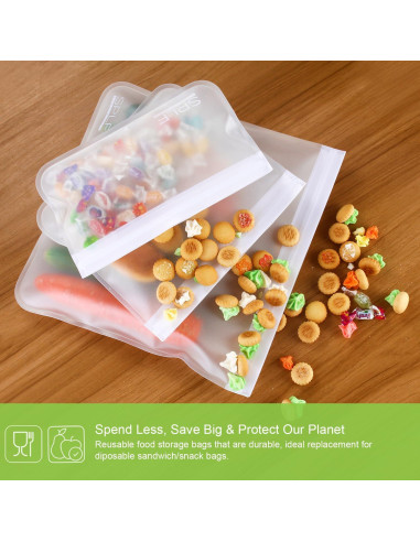 Paquete de 10 Bolsas Reutilizables SPLF para Sándwiches 21.6x19.7cm
