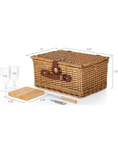 Cesta de Picnic Clásica de Vino y Queso PICNIC TIME 36.8x27.9cm Cesta de Picnic Clásica de Vino y Queso PICNIC TIME 36.8x27.9cm