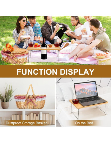 Cesta de Picnic Plegable FoldTier con Mesa de Vino para 2 Personas