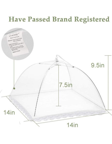 Cubiertas de Comida Onarway 3 Paquetes 35.56 cm Malla Blanca