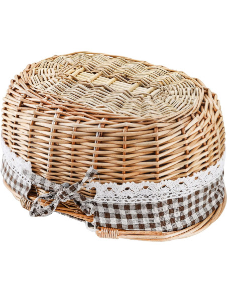 Cesta de Picnic de Mimbre Peohud con Doble Asa Plegable Cesta de Picnic de Mimbre Peohud con Doble Asa Plegable