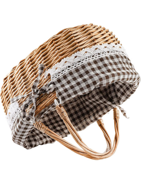 Cesta de Picnic de Mimbre Peohud con Doble Asa Plegable Cesta de Picnic de Mimbre Peohud con Doble Asa Plegable