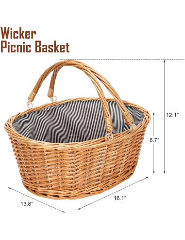 Cesta de Picnic de Mimbre TwentyNext Gris 40.89x35.05cm
