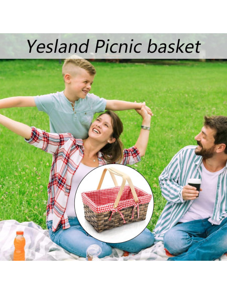 Canasta de Picnic Pequeña Yesland con Forro Rojo y Blanco Canasta de Picnic Pequeña Yesland con Forro Rojo y Blanco