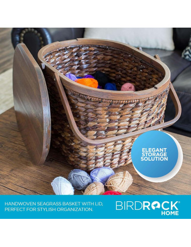 Cesta de Picnic BirdRock Home de Algas Marinas y Abaca 46.4x34cm
