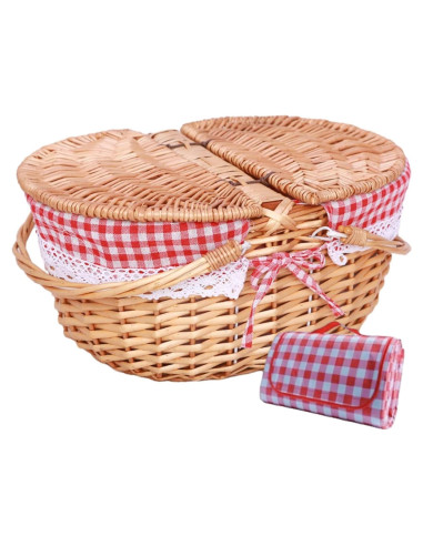 Cesta de Picnic Vintage de Mimbre GOVNPJ 12L con Tapa