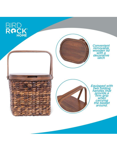 Cesta de Picnic BirdRock Home de Algas Marinas y Abaca 46.4x34cm