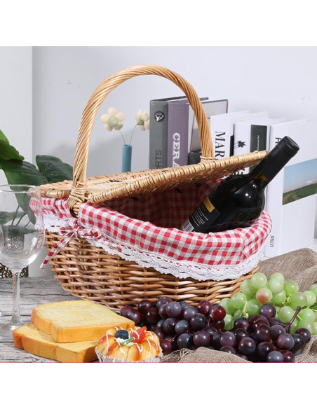 Cesta de Picnic Vintage de Mimbre GOVNPJ 12L con Tapa Cesta de Picnic Vintage de Mimbre GOVNPJ 12L con Tapa