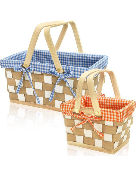 Cestas de Picnic YIMITEE - 2 Piezas Tejidas a Mano 34.3cm Cestas de Picnic YIMITEE - 2 Piezas Tejidas a Mano 34.3cm