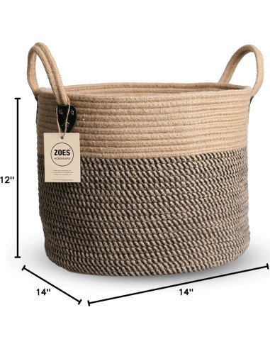 Canasta de Almacenamiento Tejida ZOES HOMEWARE 35.5cm Yute Natural