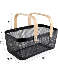 Cesta de Almacenamiento ZEAYEA de Malla Rectangular Negra 40.6x24.9x17.8 cm 2