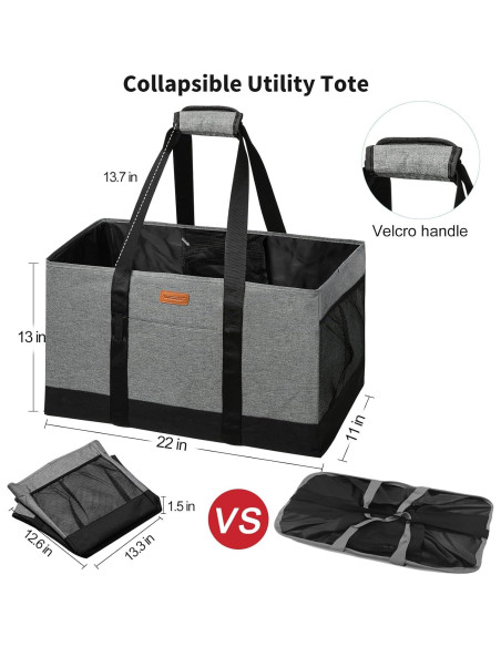 Bolsa de Compras Plegable WONDAY Extra Grande Gris 50lbs Bolsa de Compras Plegable WONDAY Extra Grande Gris 50lbs
