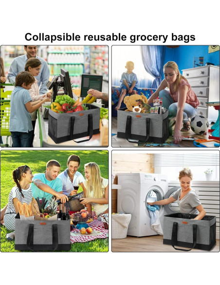 Bolsa de Compras Plegable WONDAY Extra Grande Gris 50lbs Bolsa de Compras Plegable WONDAY Extra Grande Gris 50lbs