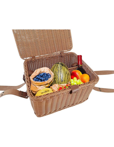 Cesta de Picnic Tejida a Mano Kovot 35.56x30.48x19.05 cm