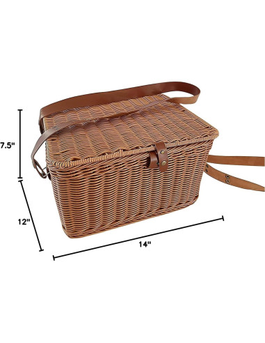 Cesta de Picnic Tejida a Mano Kovot 35.56x30.48x19.05 cm