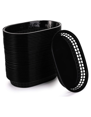 Cestas de Comida Rápida Cedilis 40 Piezas 26.7x17.8cm Plástico Negro