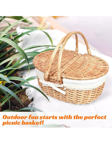 Cesta de Picnic Hap Tim Mimbre con Tapa 40.6x31cm