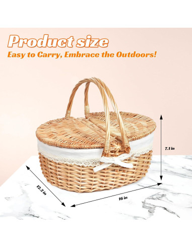Cesta de Picnic Hap Tim Mimbre con Tapa 40.6x31cm