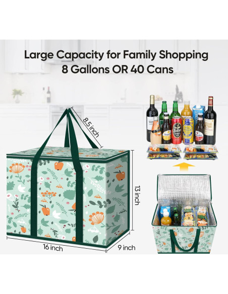 Bolsa de Compras Reutilizable BALEINE Aislada Grande 40.6x22.9x33cm Bolsa de Compras Reutilizable BALEINE Aislada Grande 40.6x22.9x33cm