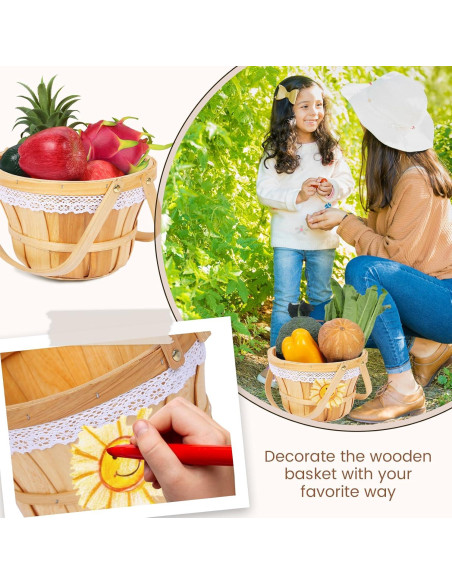 Cesta de Picnic Redonda YPshuye de Madera 25.4x16.5 cm 10 Pcs