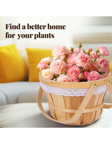 Cesta de Picnic Redonda YPshuye de Madera 25.4x16.5 cm 10 Pcs