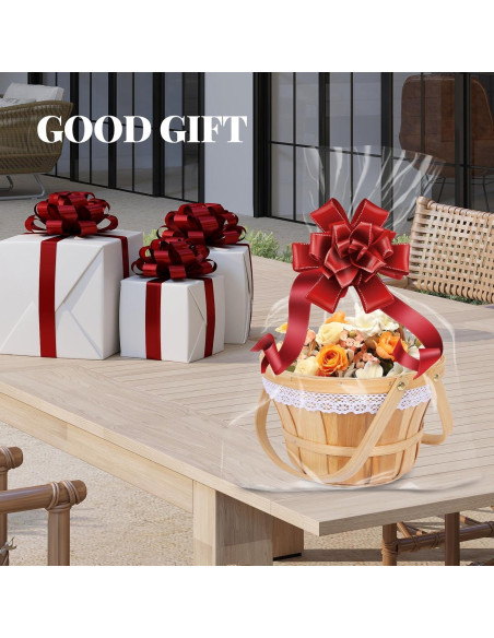 Cesta de Picnic Redonda YPshuye de Madera 25.4x16.5 cm 10 Pcs