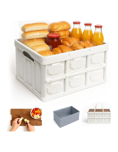 Cesta de Picnic Plegable JCWPVA para 2-4 Personas con Tapa de Madera