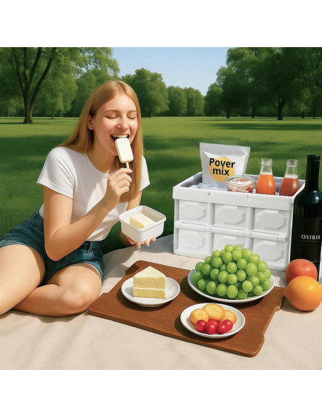 Cesta de Picnic Plegable JCWPVA para 2-4 Personas con Tapa de Madera Cesta de Picnic Plegable JCWPVA para 2-4 Personas con Tapa de Madera