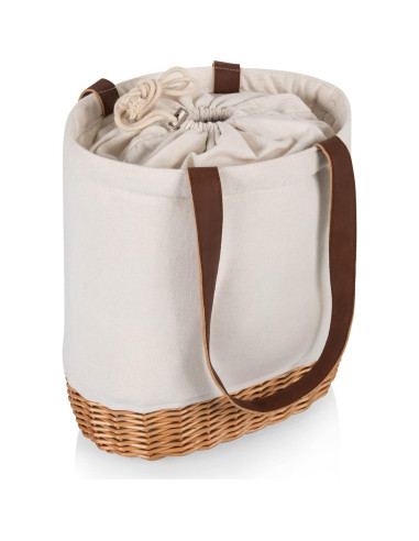 Bolsa de Almuerzo Aislada Picnic Time Pico Lona y Mimbre 30.5x17.8cm