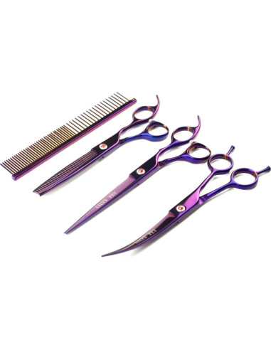 Kit de Tijeras de Aseo Profesional LILYS PET 19 cm Púrpura