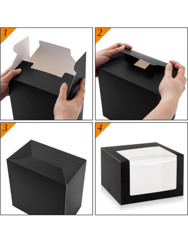 Cajas de Regalo Negras LADYBRO con Ventana para Gorras - Paquete de 10