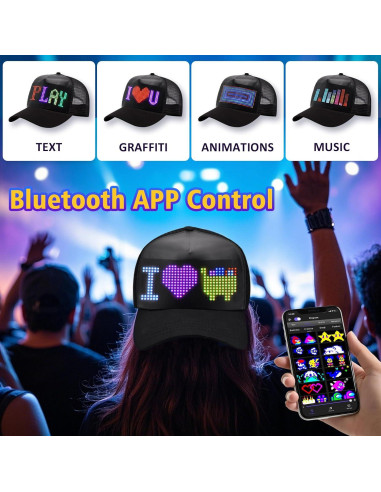 Gorra LED Personalizable Bluetooth Unisex - Negro