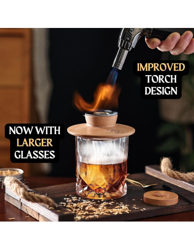 Kit de Ahumador de Whiskey Ritual Life con 2 Vasos y Antorcha