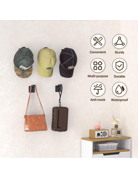 Ganchos Adhesivos para Sombreros CLESOO - Paquete de 5 Ganchos Adhesivos para Sombreros CLESOO - Paquete de 5