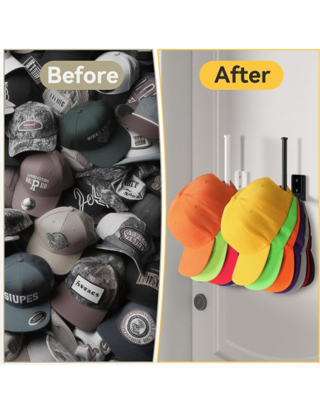Organizador de Gorras HzTinT Blanco 4 Paquete Montaje Pared Organizador de Gorras HzTinT Blanco 4 Paquete Montaje Pared