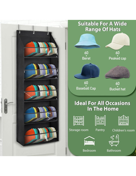 Organizador de Gorras Melpler Negro - Soporte Pared 5 Niveles Organizador de Gorras Melpler Negro - Soporte Pared 5 Niveles