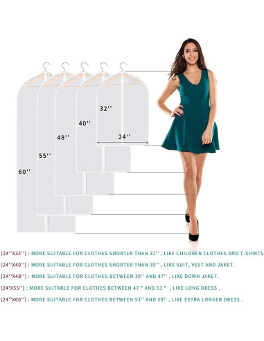 Bolsas de Ropa Colgantes Perber 6 Pcs Transparentes 61x102 cm
