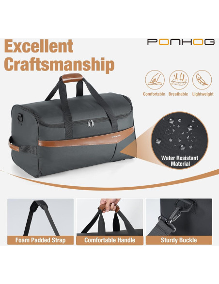 Bolsa de Ropa de Viaje Ponhog 3 en 1 Duffle 50L Negra Bolsa de Ropa de Viaje Ponhog 3 en 1 Duffle 50L Negra