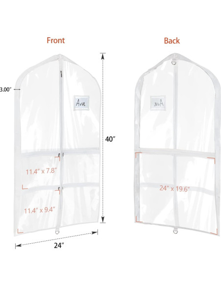 Bolsas de Vestuario de Danza Univivi - Paquete de 3, PVC 61x102cm Bolsas de Vestuario de Danza Univivi - Paquete de 3, PVC 61x102cm
