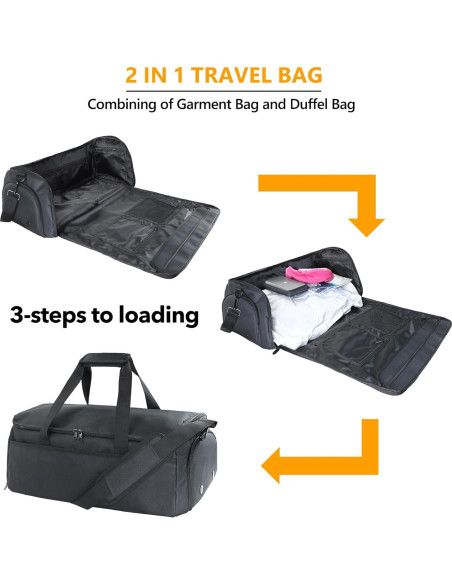 Bolsa Duffle Convertible SUOCO para Viaje 2 en 1 Negra Bolsa Duffle Convertible SUOCO para Viaje 2 en 1 Negra