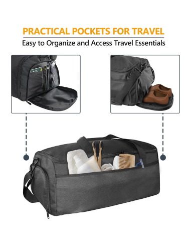 Bolsa Duffle Convertible SUOCO para Viaje 2 en 1 Negra