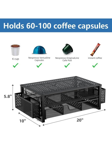 Soporte de Cápsulas de Café Simple Trending Negro 63 K-Cups Soporte de Cápsulas de Café Simple Trending Negro 63 K-Cups
