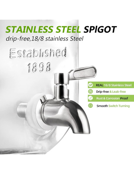 Dispensador de Bebidas de Vidrio 1 Galón HomeFeel Acero Inoxidable Dispensador de Bebidas de Vidrio 1 Galón HomeFeel Acero Inoxidable