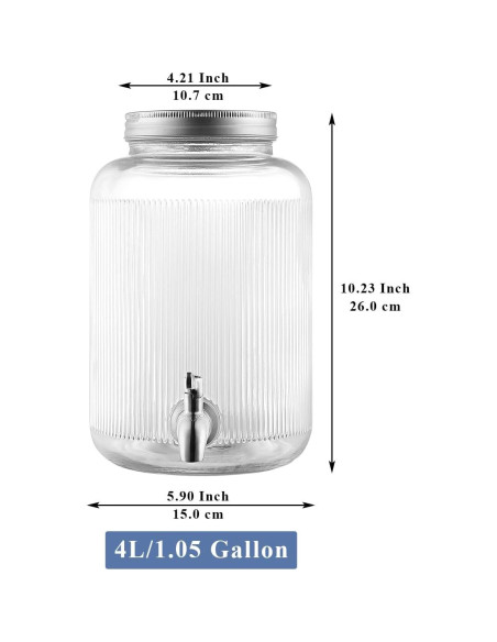 Dispensador de Bebidas Evanda 4 Litros con Grifos de Acero Inoxidable Dispensador de Bebidas Evanda 4 Litros con Grifos de Acero Inoxidable