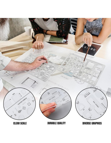 Zonon Kit de Plantillas de Dibujo y Reglas Geométricas 30.48 cm