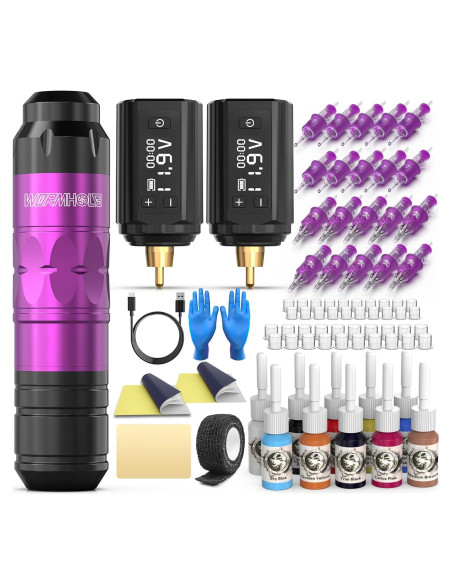 Kit de Tatuaje Inalámbrico Wormhole con 2 Baterías 1200mAh Kit de Tatuaje Inalámbrico Wormhole con 2 Baterías 1200mAh