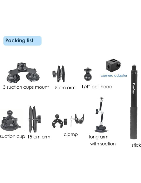 Kit de Montaje de Succión para Coche Fotoleey 360 para GoPro e Insta360 Kit de Montaje de Succión para Coche Fotoleey 360 para GoPro e Insta360